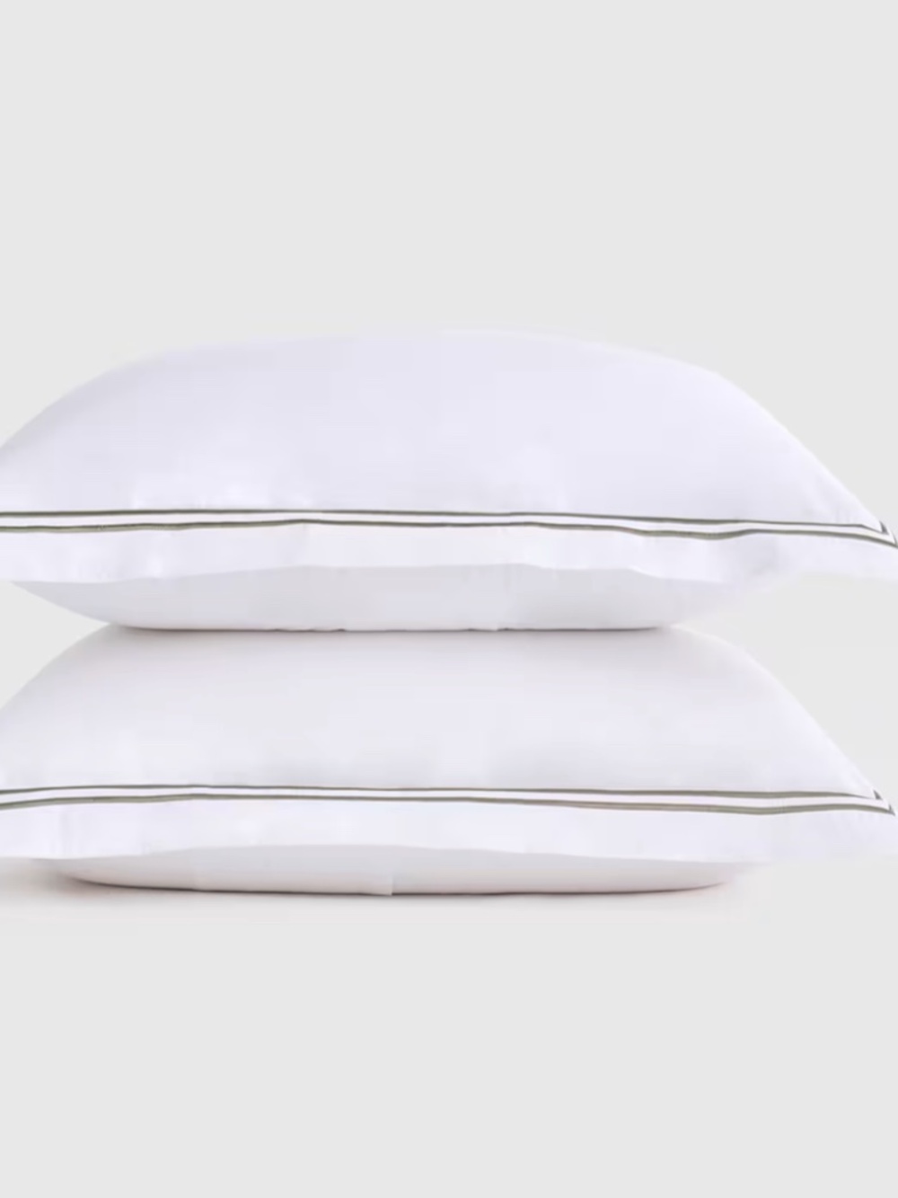 Organic Crisp Percale Embellished Sham Set white dusty olive standard queen